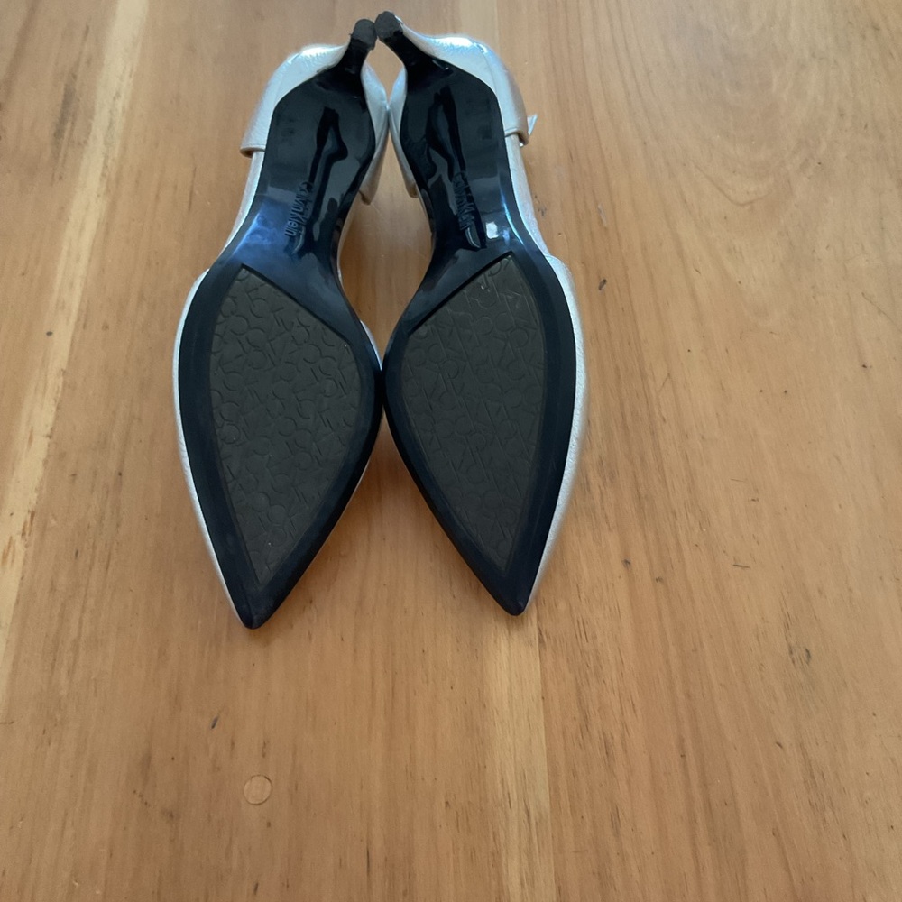 Calvin Klein Pointed Slingback Heels in Silver